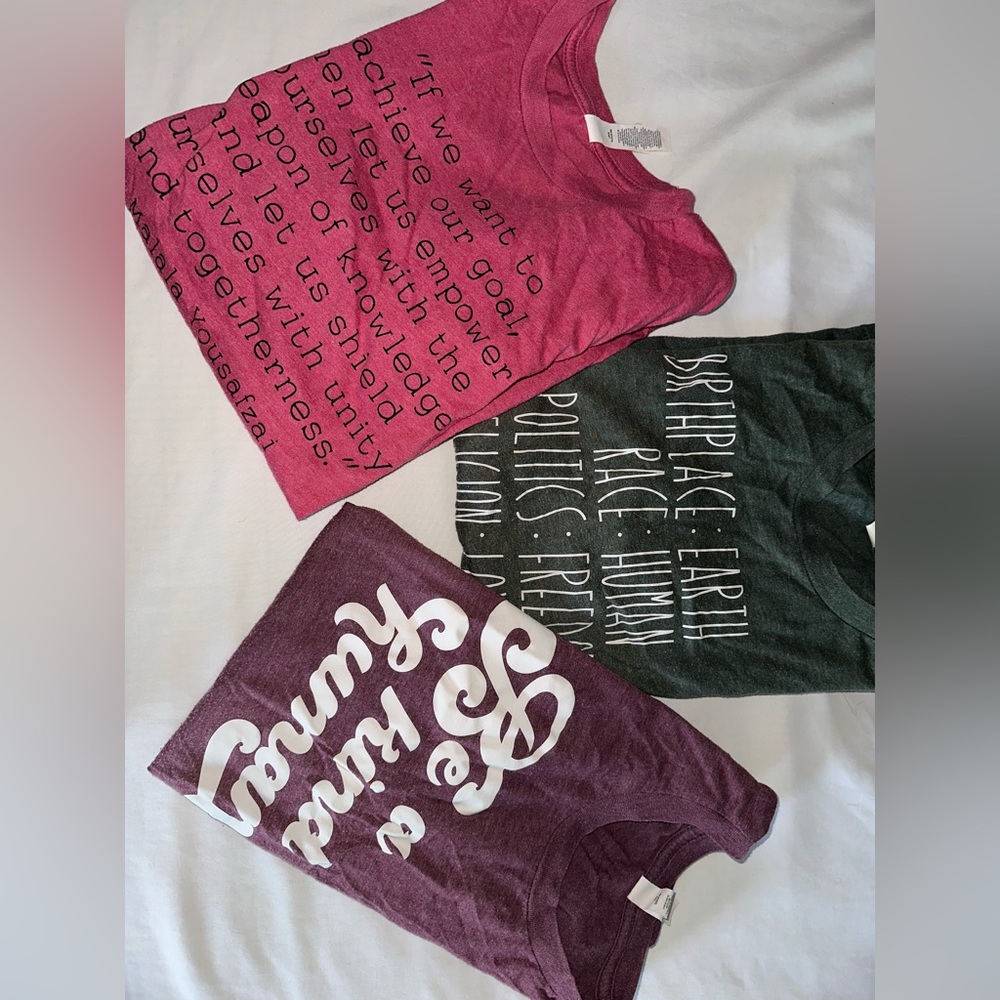 Set of 3 T-shirts with Inspirational Quotes, XS